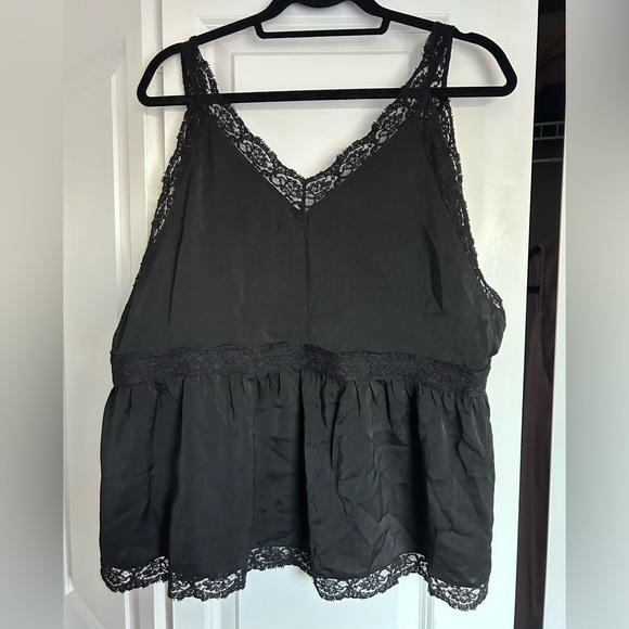 BLACK SATIN LACE BABYDOLL CAMI XXL - Picture 4 of 6